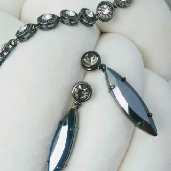 Park Lane Earrings Jet Black Crystal Drop - Picture 2 of 5